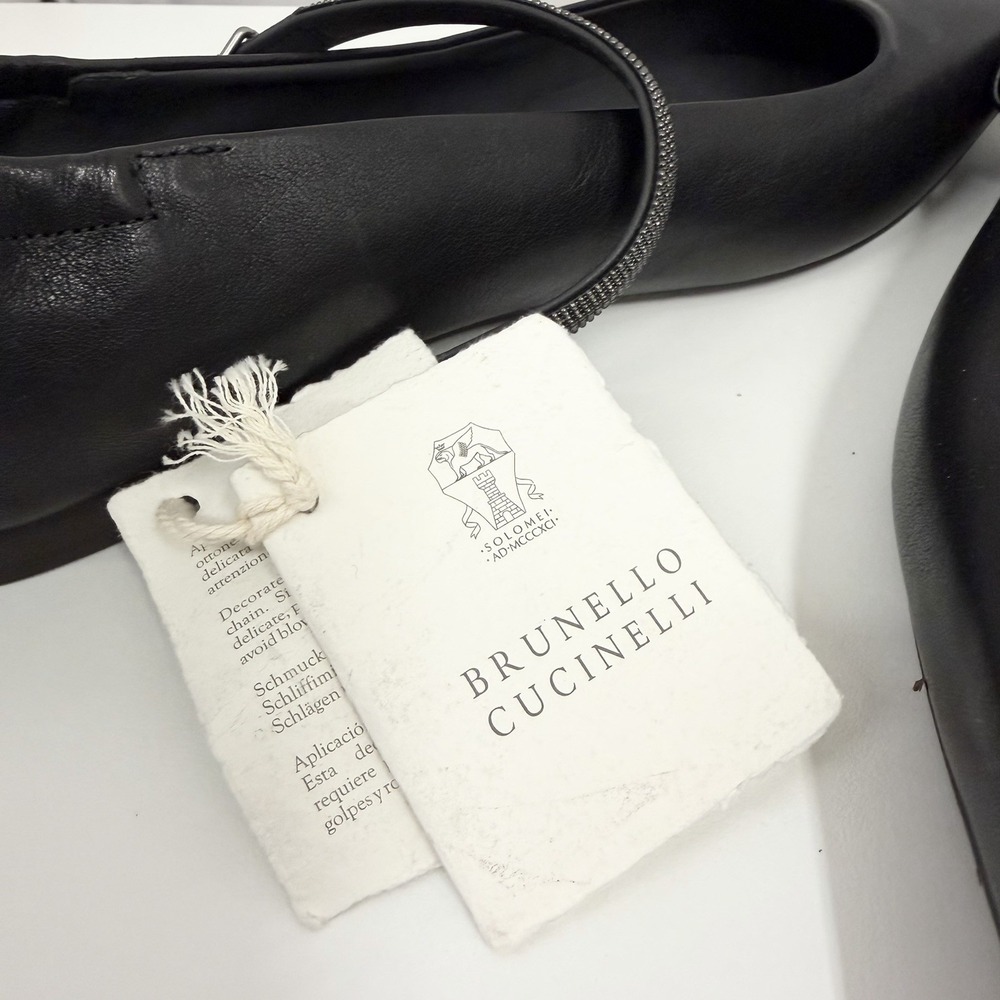 Brunello Cucinelli Mary Jane Leather Shoes Black Monili Crystal NWT $1350 38 1/2 - Picture 13 of 13